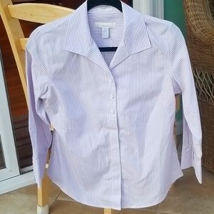 Chicos purple white stripe cotton blouse small